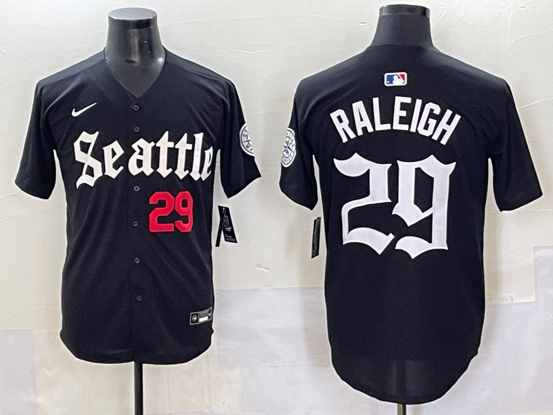 Men 2025 Seattle Mariners #29 Raleigh Black Five generations Joint Name Nike MLB Jersey style 6236->seattle mariners->MLB Jersey